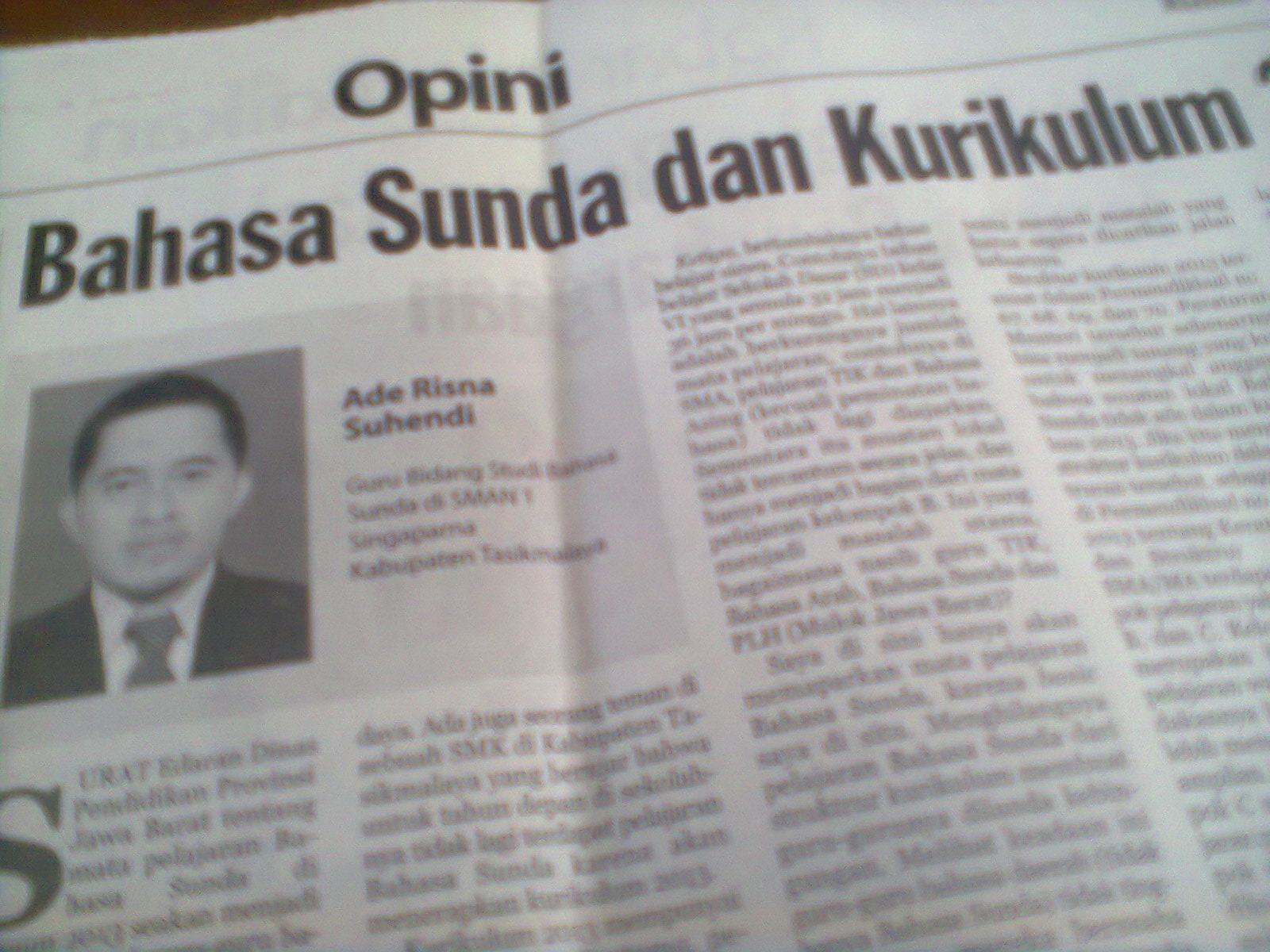 Surat Edaran Dinas Pendidikan Provinsi Jawa Barat tentang mata pelajaran Bhasa Sunda di kurikulum 2013 seakan menjadi angin segar bagi guru guru bahasa